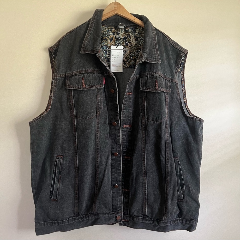 Denim black vest jacket NWT XL / XXL fit